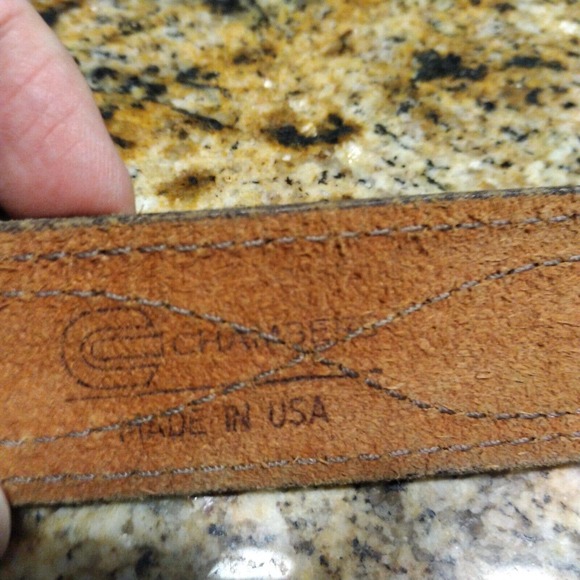 Chambers Sz 36 Tooled Leather Belt And Buckle Hand Finished Western - Picture 7 of 14